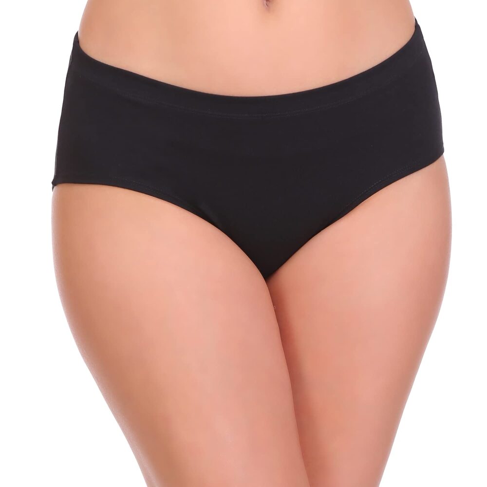 Women Black Cotton Hipster Briefs