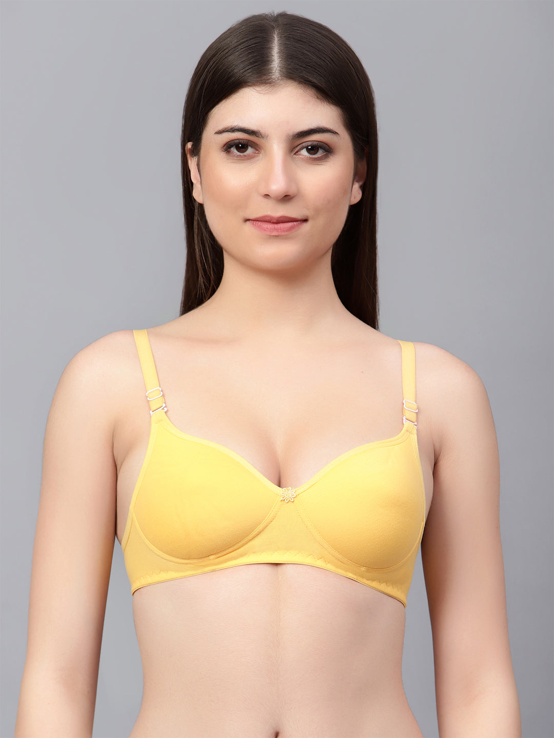 Padded Non-Wired Full Cup T-shirt Bra in Yellow