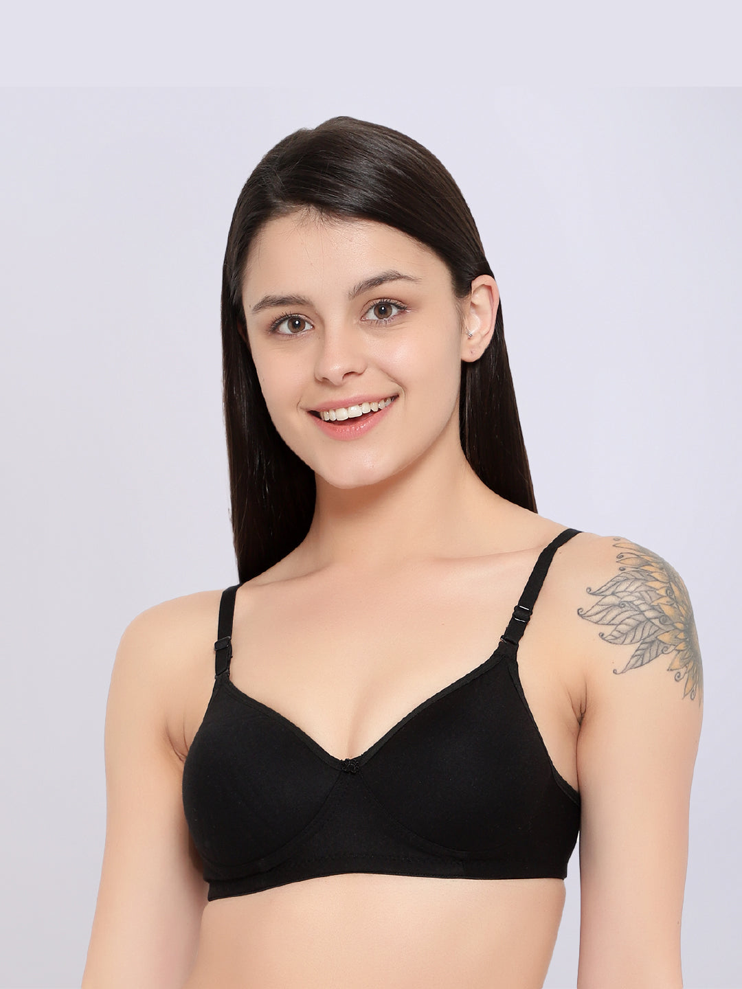 Padded Non-Wired Full Cup T-shirt Bra in Black