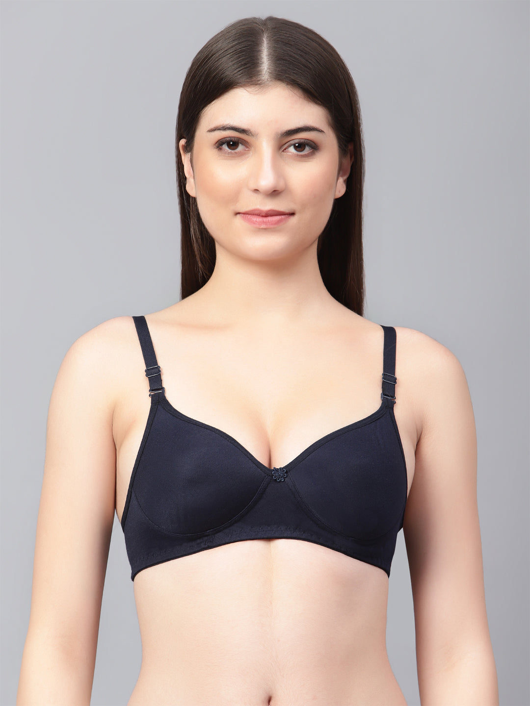 Padded Non-Wired Full Cup T-shirt Bra in Dark Blue