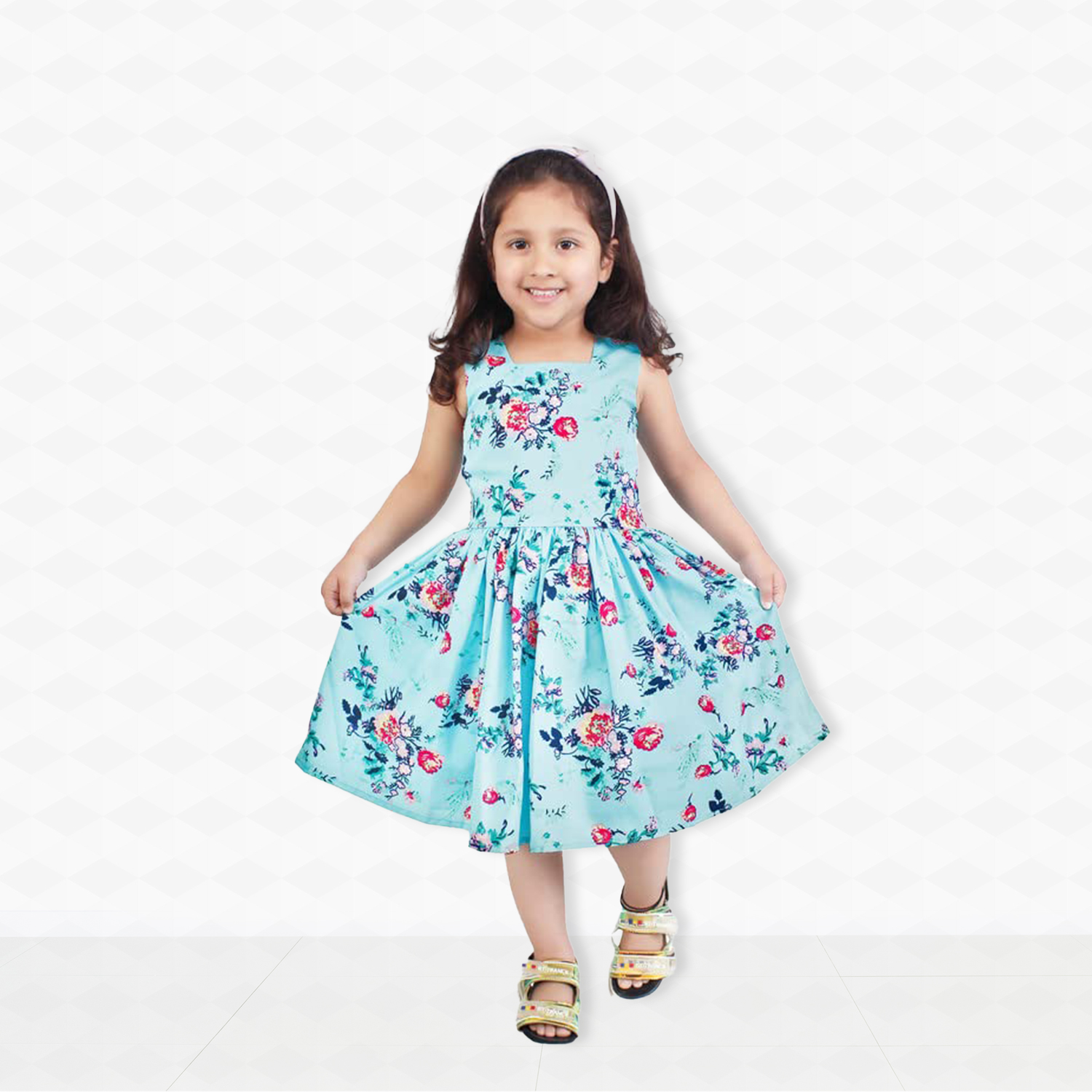 Girls Floral Printed Georgette A-Line Dress