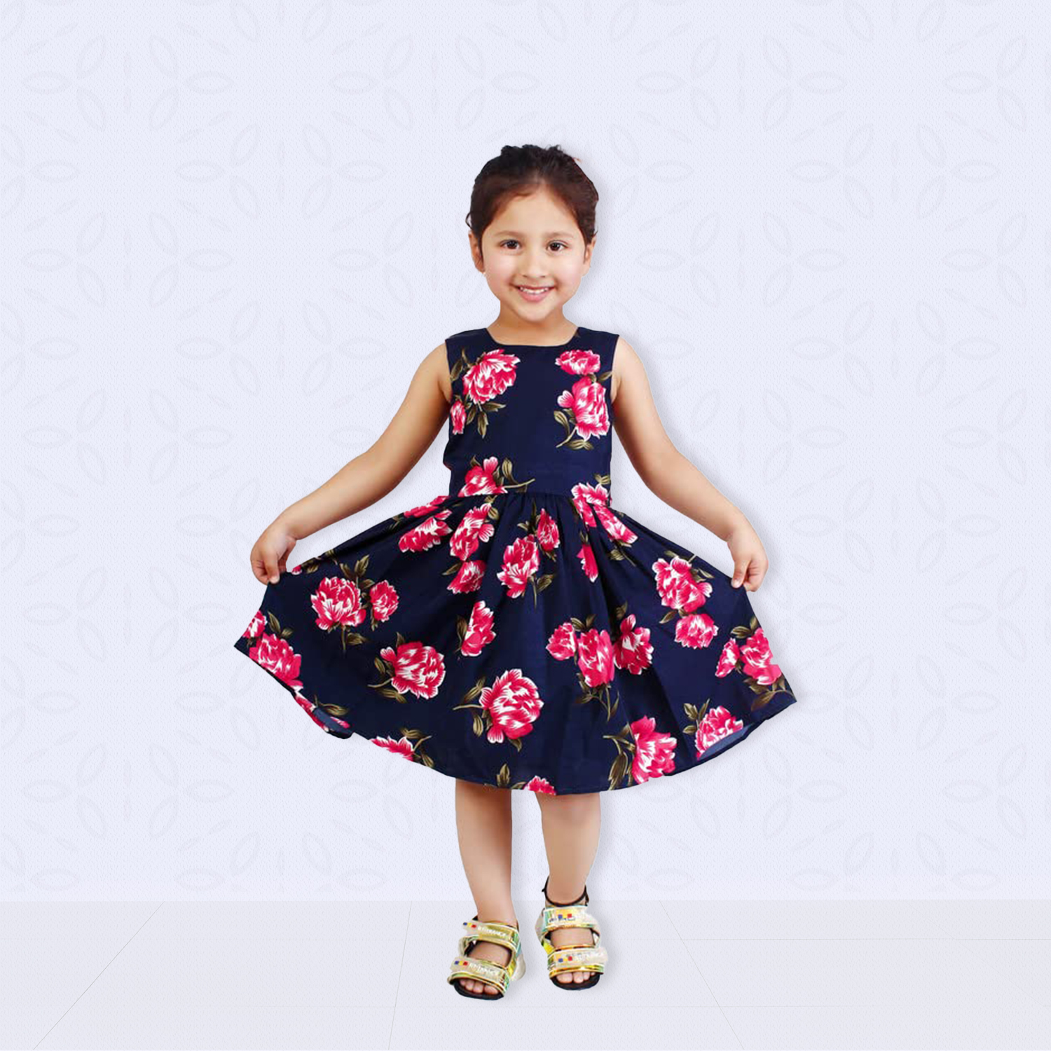 Girls Floral Printed Georgette A-Line Dress