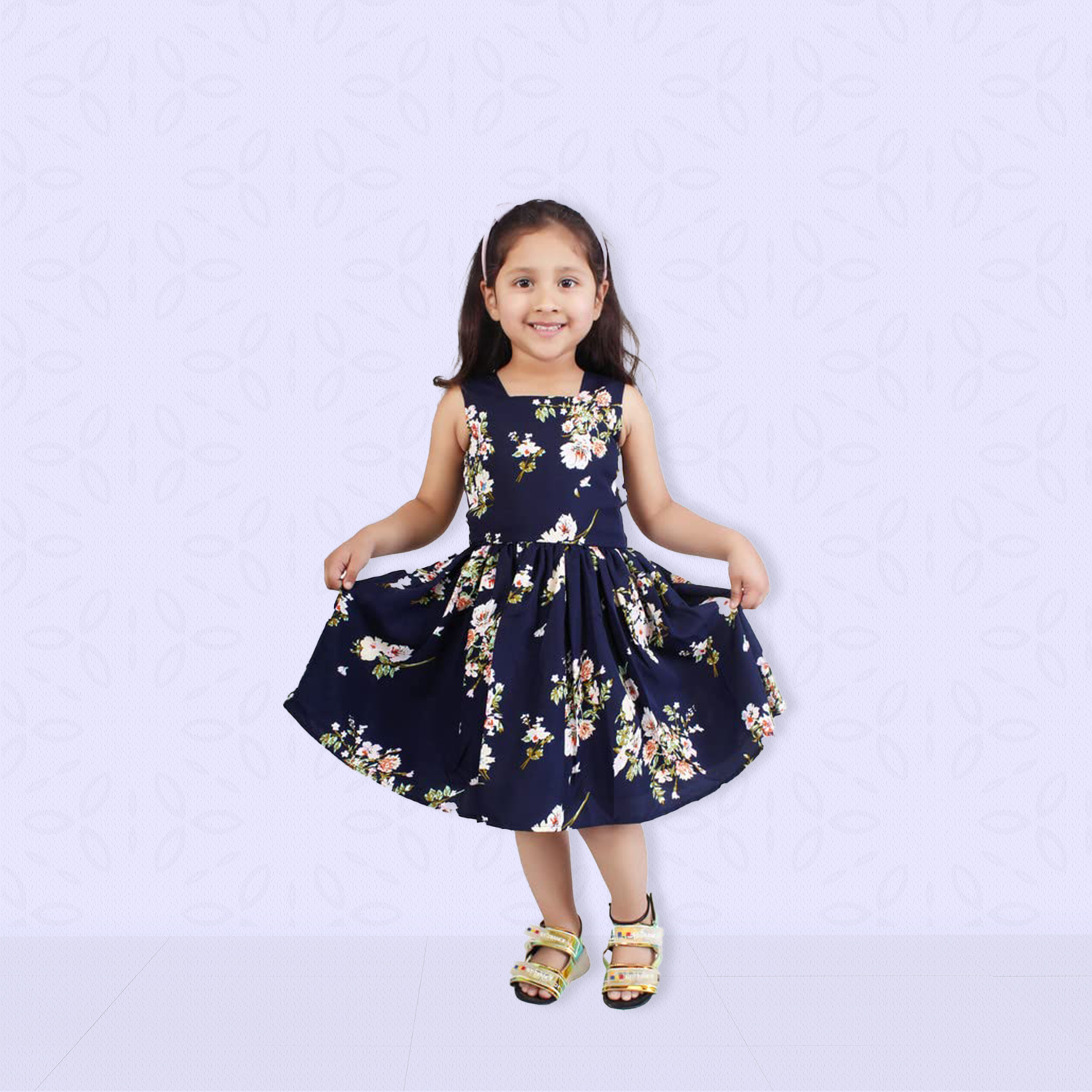 Girls Floral Printed Georgette A-Line Dress