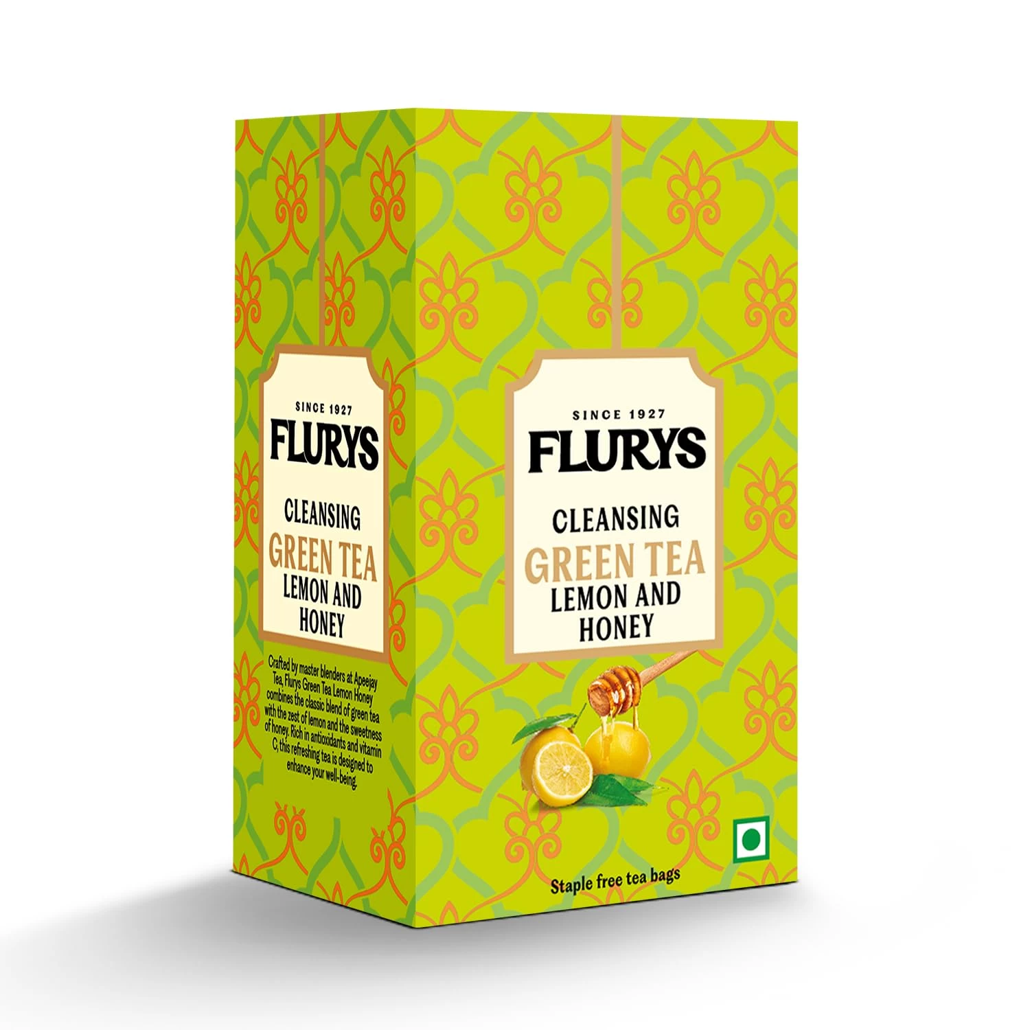 Flurys Cleansing Lemon & Honey Green Tea, 42.5 g (25 Bags x 1.7 g each)