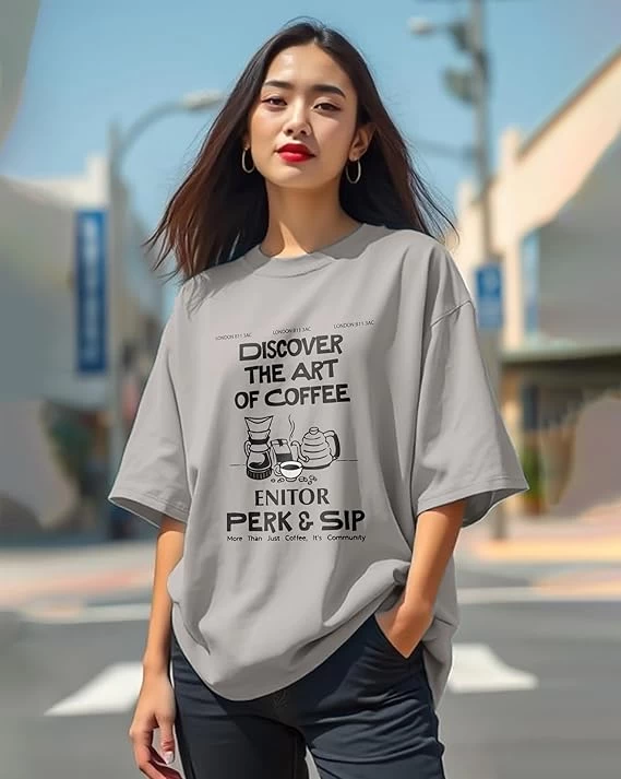 Women Oversized Fit Graph...
