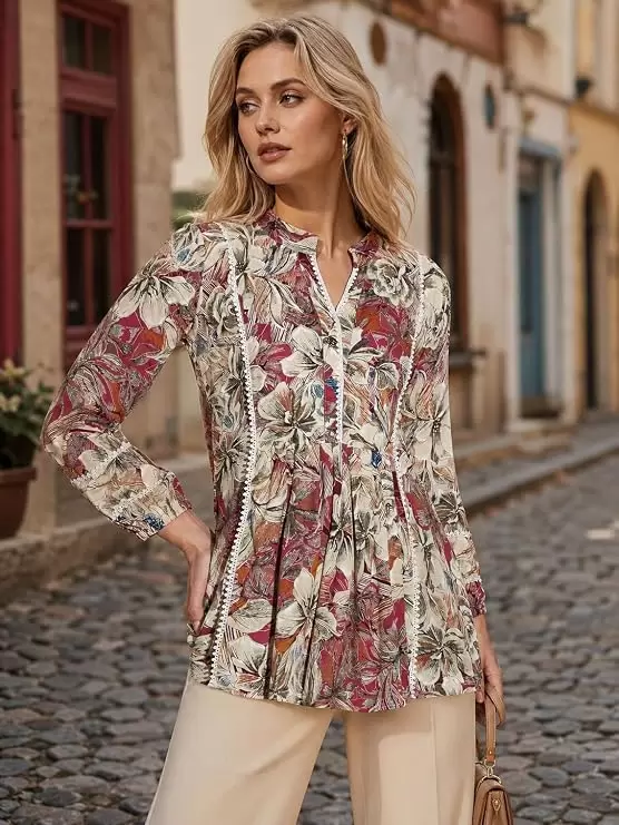 Women's Pink Floral Print...