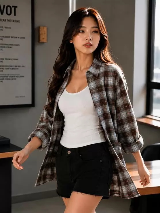 Women’s Casual Plaid Chec...