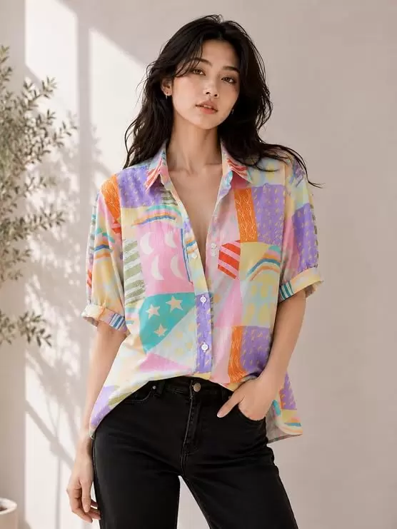 Women's Printed Boyfriend...